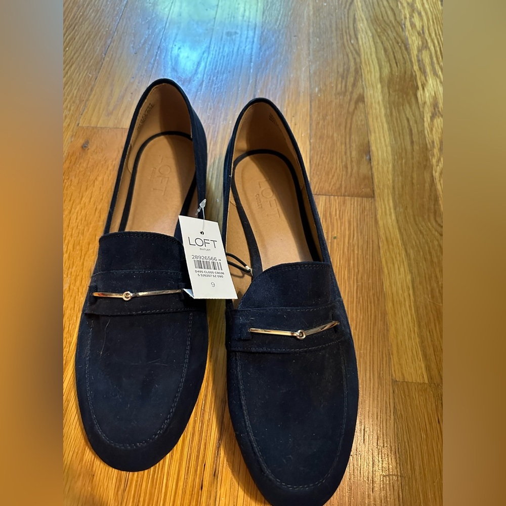 Ann Taylor loft navy suede loafers